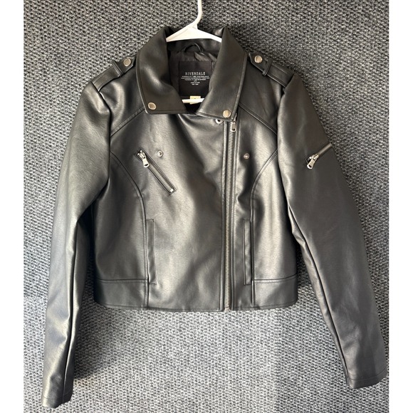 Riverdale Womens Black South Side Serpents Faux Leather Biker Jacket Size Small - Picture 2 of 13